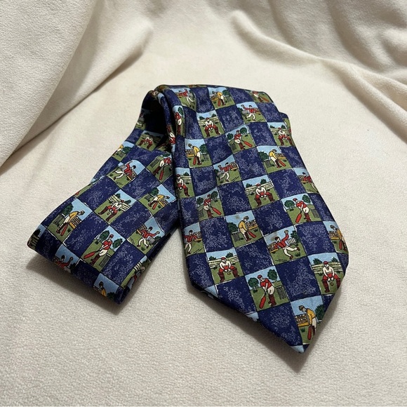 Vintage Liberty Of London Blue Cricket Mens Tie - Picture 1 of 4